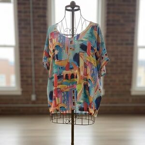 Colorful Abstract Print Women's Top